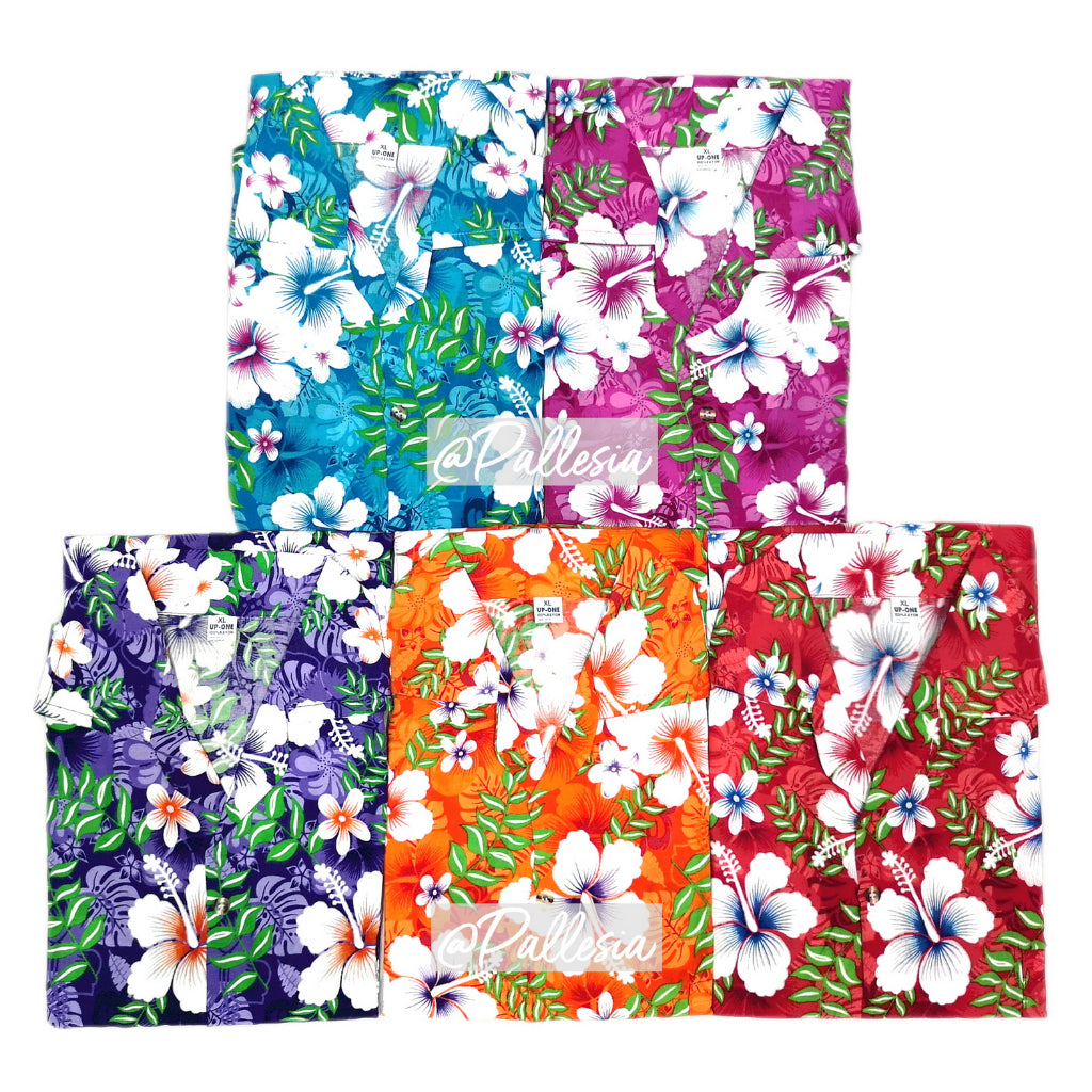 Hibiscus Flower Fern Leaf Hawaiian Shirt 5Colors 7Sizes S-4XL