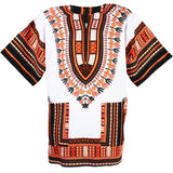 White and Orange African Dashiki Shirt Tops Blouse