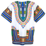 White and Blue Colorful African Dashiki Shirt Tops Store Online Shop