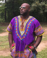 Purple Plus Size African Dashiki Shirt