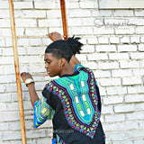 Black and Blue Colorful African Dashiki Shirt