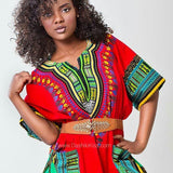 Red Ladies Wear Plus Size African Dashiki Shirt