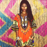 Orange Plus Size African Dashiki Shirt
