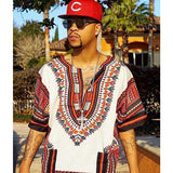 White and Red Plus Size African Dashiki Shirt