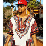 White and Red Plus Size African Dashiki Shirt