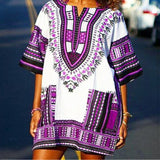 White and Purple African Dashiki Shirt