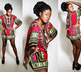 Burgundy Plus Size African Dashiki Shirt