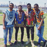 White and Blue African Dashiki Shirt Party Team