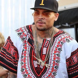 White and Red Plus Size African Dashiki Shirt