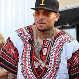 White and Red Plus Size African Dashiki Shirt