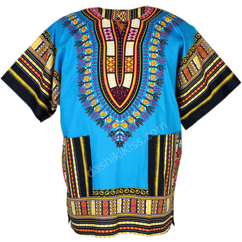 Light Blue Plus Size African Dashiki Shirt