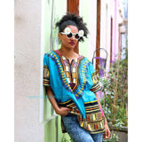 Light Blue Plus Size African Dashiki Shirt