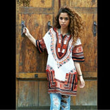 White and Orange Plus Size African Dashiki Shirt