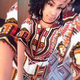 White and Orange Plus Size African Dashiki Shirt