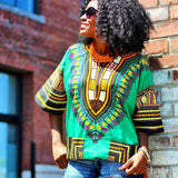 Green Plus Size African Dashiki Shirt