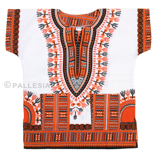 White and Orange Toddler Kids African Dashiki Shirt