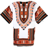 White and Orange Plus Size African Dashiki Shirt