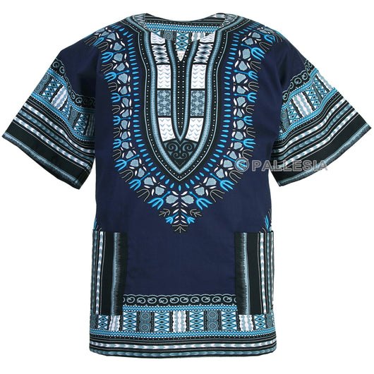 Navy Blue Plus Size African Dashiki Shirt