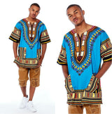 Light Blue Plus Size African Dashiki Shirt