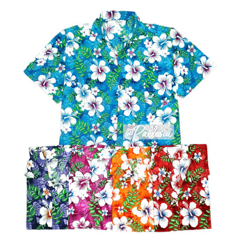 Hibiscus Flower Fern Leaf Hawaiian Shirt 5Colors 7Sizes S-4XL HW305