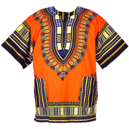 Orange Plus Size African Dashiki Shirt