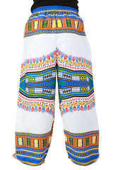White and Blue African Dashiki Pants