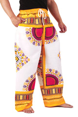 White and Yellow African Dashiki Pants