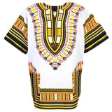 White and Yellow African Dashiki Shirt Tops Blouse