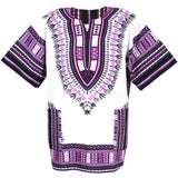 White and Purple African Dashiki Shirt Online Cheap Price