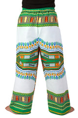 White and Green African Dashiki Pants