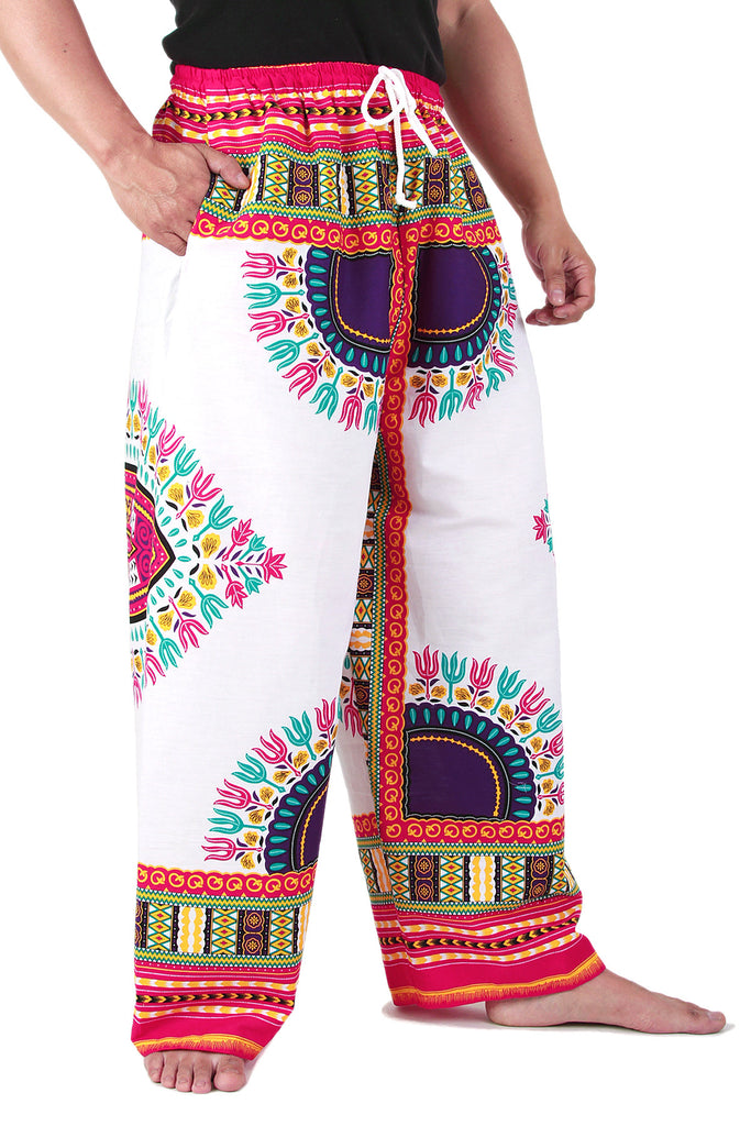 White And Pink African Dashiki Pants Dashikikiss