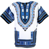 White and Blue African Dashiki Shirt