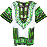 White and Green African Dashiki T Shirt Shop Sale Online