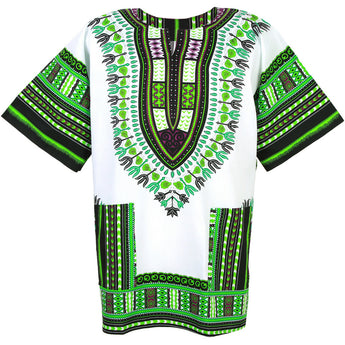 White and Green African Dashiki Shirt