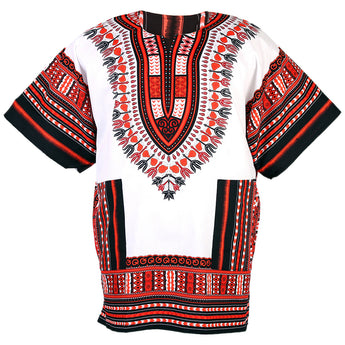 White and Red African Dashiki Shirt