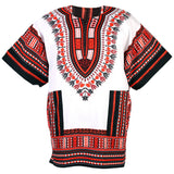 White and Red African Dashiki Shirt Tops Clothes 