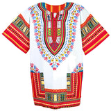 White and Red Colorful African Dashiki Shirt