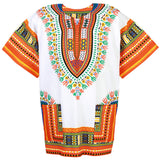 White and Orange Colorful African Dashiki Shirt Clothes