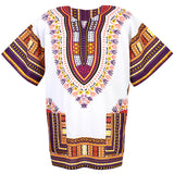 White and Purple Colorful African Dashiki Shirt