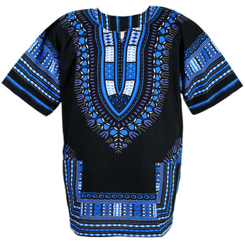 Black and Blue Plus Size African Dashiki Shirt