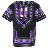 Black and Purple African Dashiki Shirt Tops