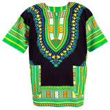 Green and Black African Dashiki Tops Shirt