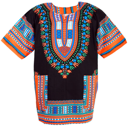 Black and Orange Colorful African Dashiki Shirt