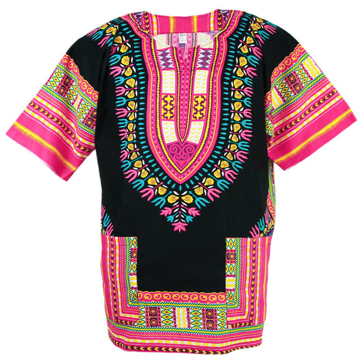 Black and Pink Colorful African Dashiki Shirt