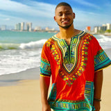 Red Plus Size African Dashiki Shirt for Mens
