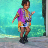 Purple Toddler Kids African Dashiki Shirt