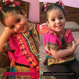 Pink Toddler Kids African Dashiki Shirt