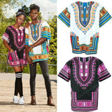 White and Light Blue Colorful African Dashiki Shirt