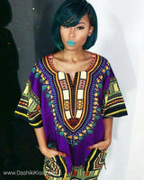 Purple Lady African Dashiki Shirt