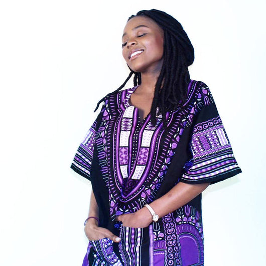 Black and Purple African Dashiki Shirt Black and Purple African Dashiki Shirt